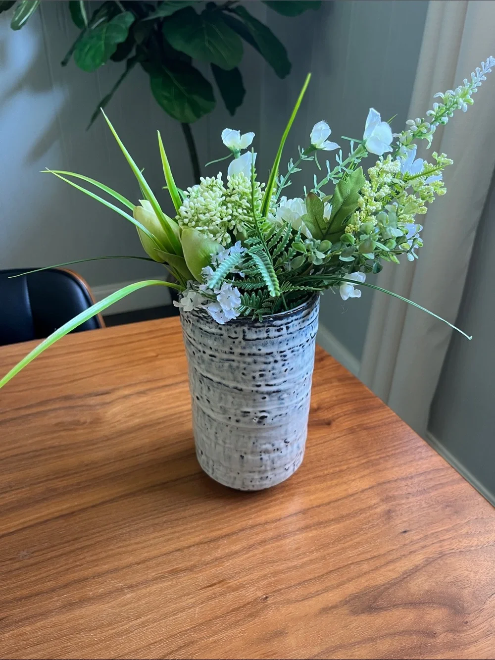 Blue and White Vase with Flowers